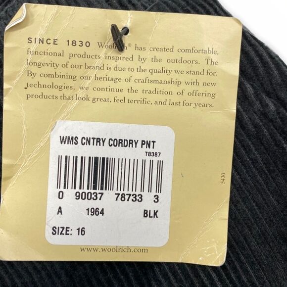 Woolrich Black Country Corduroy Pant size 16 NEW - Picture 7 of 7